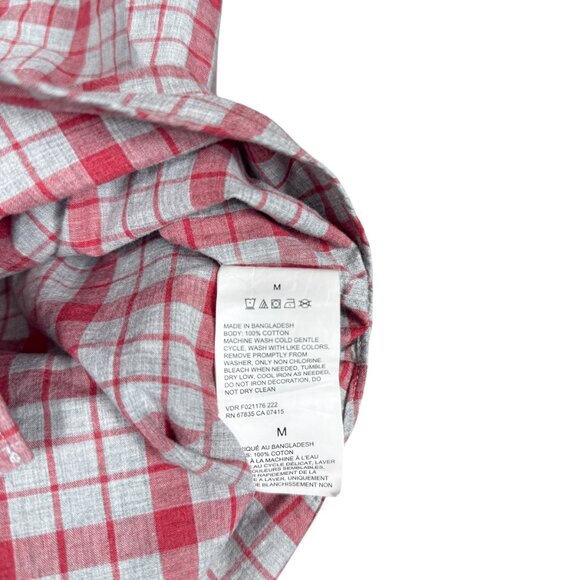 Nautica Button Down Shirt Mens Medium Red Gray Plaid Classic Fit Embroidered - Picture 6 of 9